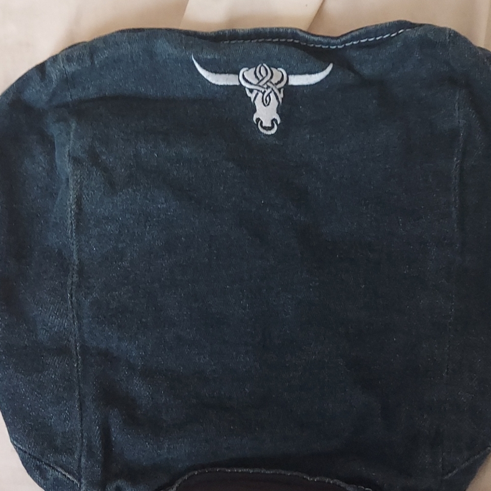 Sergio Valente denim tube top, zipper in the back